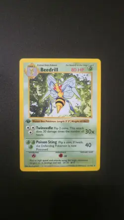 Beedrill 17/102 Rare Base Set Shadowless Pokemon 1st Edition Lightly Played - Image 1