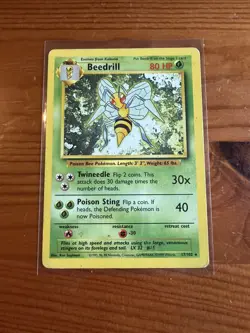 Pokemon Beedrill 17/102 Base Set Rare Card 1999 LP - Image 1