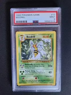 Pokemon TCG Beedrill Base Set 17/102 Unlimited Non Holo Rare - PSA 9 Mint - Image 1