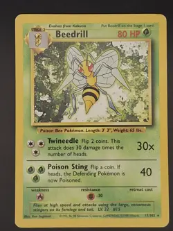 Pokemon TCG Beedrill Base Set 17/102 Regular Unlimited Rare #2 - Image 1