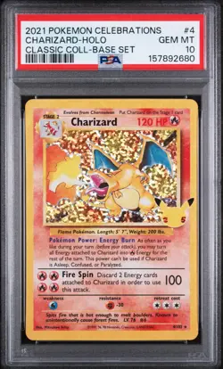 PSA 10 Charizard Celebrations Classic Coll. Holo Base Set Pokemon 4/102 Gem Mint - Image 1