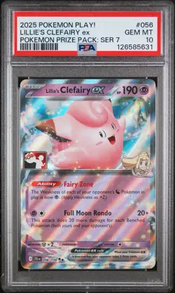 Lillie's Clefairy Ex Pokemon Prize Pack Series 7 Pokemon PSA 10 Gem Mint - Image 1