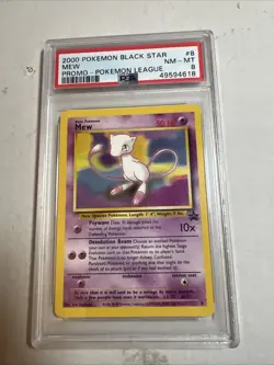 2000 POKEMON PROMO BLACK STAR POKEMON LEAGUE #8 MEW PSA 7 - Image 1