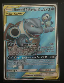 Pokemon TCG Blastoise Piplup Tag Team GX Cosmic Eclipse Full Art Card 214/236 Nm - Image 1