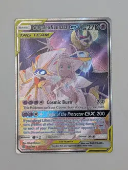 Pokemon TCG Cosmic Eclipse TAG TEAM #216 Solgaleo & Lunala GX Full Art RAW - Image 1