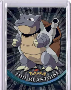 NM 1999 Topps Pokemon TV Animation - Blastoise #09 - Black Logo - HOLO FOIL NM - Image 1