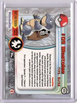 NM 1999 Topps Pokemon TV Animation - Blastoise #09 - Black Logo - HOLO FOIL NM - Image 2