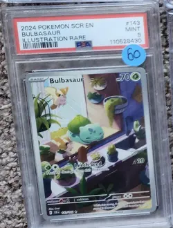 2024 Pokemon SCR EN-Stellar Crown Illustration Rare #143 Bulbasaur PSA 9 - Image 1