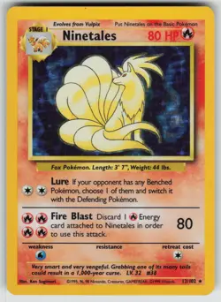 Ninetales 12/102 Holo Rare Base Set Unlimited Pokemon Lightly Played - Image 1