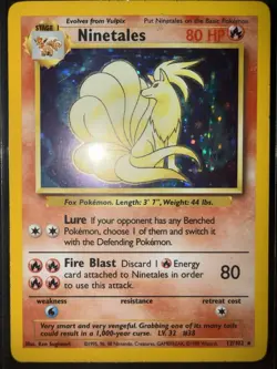 Pokemon TCG Ninetales Base Set Holo Unlimited Rare Card 12/102 LP Condition - Image 1