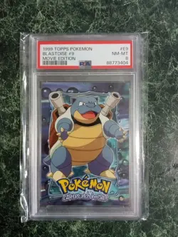 Pokemon 1999 Topps Blastoise Movie Edition PSA 8 - Image 1