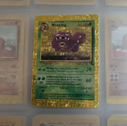 Weezing 45/62 HOLO Prism Fossil Set Vending Golden Sticker Pokemon Card Vintage - Image 1