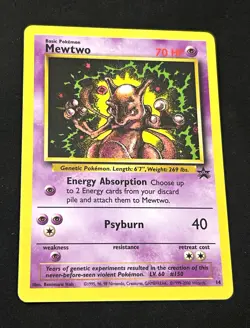 Vintage Mewtwo 14 Black Star Promo Pokemon Card 2000 WOTC Movie Rare Holo Lp - Image 1