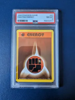 Pokemon TCG Fighting Energy 97/102 Base Set Unlimited WOTC Vintage Card PSA 8 - Image 1