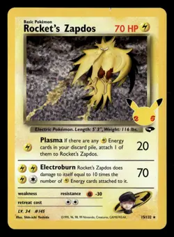 Rocket's Zapdos 15/132 Holo Celebrations: Classic Collection Pokemon Card - Image 2