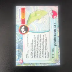 Pokemon #11 Metapod Foil Blue Logo Topps Series Animation Edition Vintage Card - Image 2