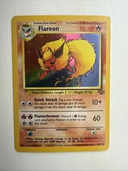Pokemon TCG Flareon Jungle Holo Card 3/64 rare vintage LP+ - Image 1