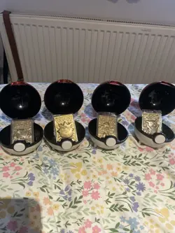 Vintage 1999 Burger King Pokemon 23K Gold Plated Card Set of 4 Pokeball - Image 1