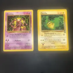 Pikachu and Mewtwo Black Star Promo Pokemon Cards WOTC Vintage 27 & 14 - Image 1