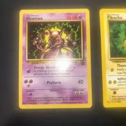 Pikachu and Mewtwo Black Star Promo Pokemon Cards WOTC Vintage 27 & 14 - Image 2