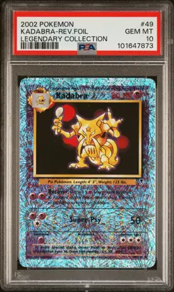 2002 POKEMON LEGENDARY COLLECTION #49 KADABRA-REVERSE FOIL PSA 10 - Image 1
