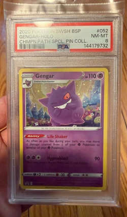 Pokemon TCG 2020 Sword & Shield Promo Gengar SWSH052 Holo English PSA 8 - Image 1