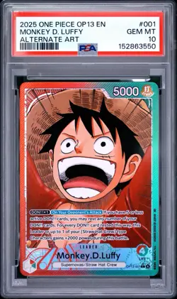 2025 One Piece Monkey D. Luffy Leader Alt Art #OP13-001 PSA 10 Gem Mint English - Image 1