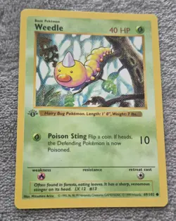 1999 Pokemon TCG Base Set Weedle Card #69/102 1st Edition Never Played - Image 1