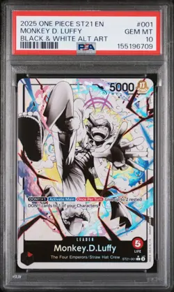 Monkey D Luffy Black White Alt Art 2025 One Piece ST21 #001 - PSA 10 GEM MT 💎 - Image 3