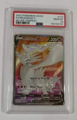 PSA 10 GEM MINT Reshiram V 172/195 Silver Tempest Ultra Rare Holo Pokemon TCG - Image 1