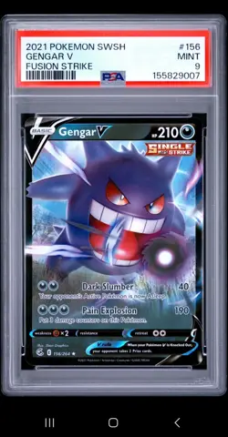 2021 Pokemon SWSH Fusion Strike Gengar V 156/264 Ultra Rare Holo EN PSA 9 - Image 3