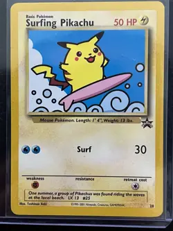 Surfing Pikachu 28 Black Star Promo English 2001 Pokemon NM - Image 1