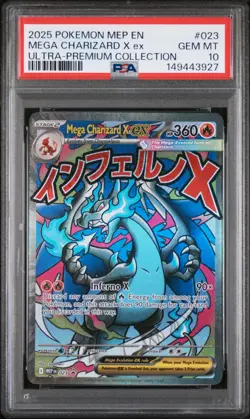 2025 POKEMON MEP EN-ME BLACK STAR PROMO #023 MEGA CHARIZARD X EX PSA 10 - Image 1