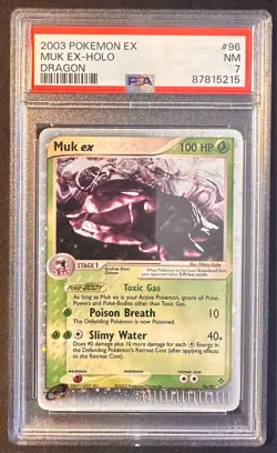 Muk ex SWIRL!! 96/97 PSA 7 2003 EX Dragon PSA Graded Pokemon Card Holo Rare - Nm - Image 1