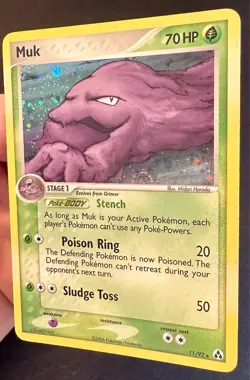 Muk SWIRL!! 11/92 EX Legend Maker Set Pokemon Card TCG Holo Rare - Nm/Vlp - Image 3