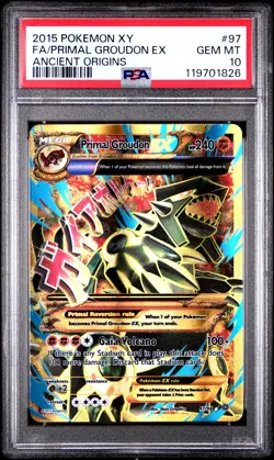 2015 POKEMON XY ANCIENT ORIGINS #97 FULL ART/PRIMAL GROUDON EX PSA 10 - Image 1