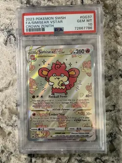 Simisear Vstar GG37 2023 Pokemon Sword And Shield Crown Zenith PSA 10 - Image 1