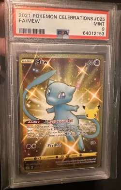 Pokemon Celebrations Mew Secret Rare Holo Full Art 025/025 PSA 9 Mint - Image 1