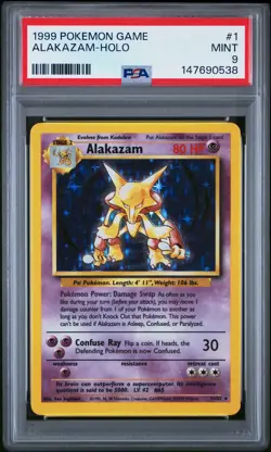 1999 POKEMON BASE SET UNLIMITED #1 ALAKAZAM-HOLO PSA 9 - Image 1