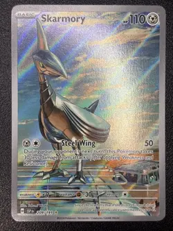 Pokemon TCG Card Skarmory 209/191 Sv08: Surging Sparks Illustration Rare - NM - Image 1