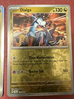 Surging Sparks Dialga Reverse Holo & Palkia Holo (CRIMPED ERROR) Pokemon Cards - Image 2