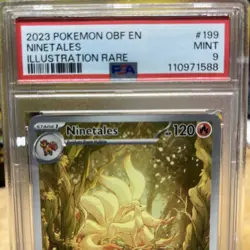 2023 POKEMON OBF EN-OBSIDIAN FLAMES ILLUSTRATION RARE #199 NINETALES PSA 9 - Image 3