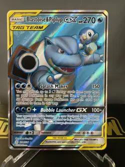 Pokemon TCG Blastoise & Piplup Tag Team GX Cosmic Eclipse Holo 215/236 *MINT* - Image 1
