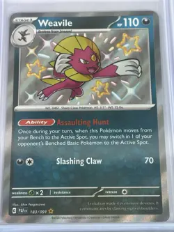 Weavile 183/091 Sv: Paldean Fates Shiny Holo Pokemon Card - NM - Image 1