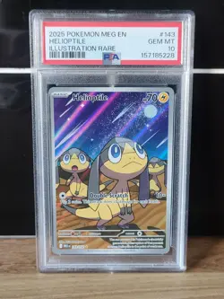 Pokemon TCG Mega Evolution Helioptile Illustration Rare 143/132 Gem Mint PSA 10 - Image 1