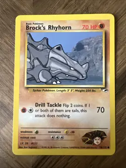 Pokemon TCG Brock's Rhyhorn Gym Heroes 70/132 Regular LP - Image 1