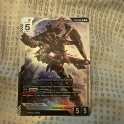 GUNDAM TCG CARD GAME JUSTICE GUNDAM GD01-066 LR HOLO FOIL ENGLISH NEWTYPE RISING - Image 1