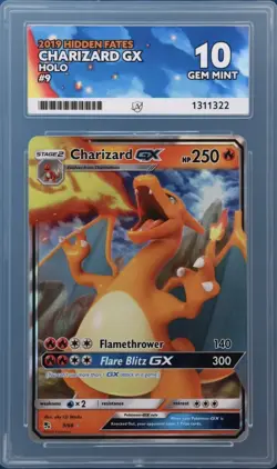Pokemon TCG Charizard GX Hidden Fates Card 9/68 Ace 10 - Image 1