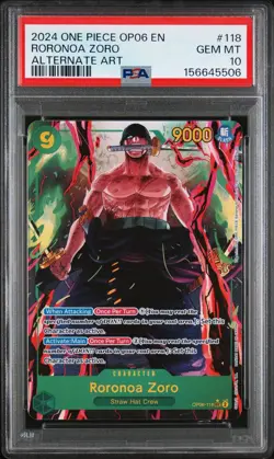 2024 ONE PIECE OP06-WINGS OF THE CAPTAIN ALTERNATE ART #118 RORONOA ZORO PSA 10 - Image 1