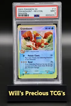 PSA 9 Crawdaunt 13/97 EX Dragon 2003 Reverse Holo Pokemon Card E Series Mint - Image 1